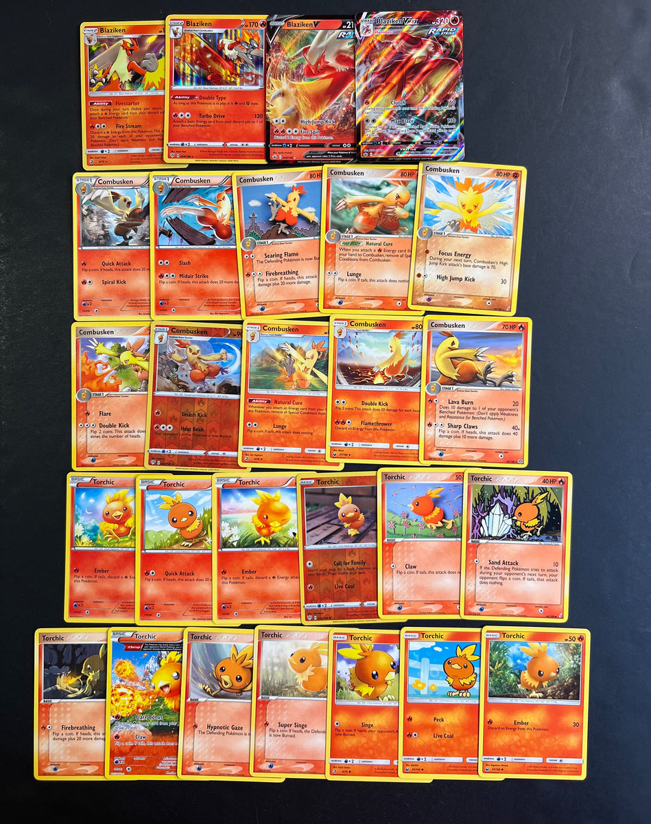 Pokemon Torchic, Combusken & Blaziken V Card Lot - 27 Cards - Ultra Ra JAB Games13 Pokemon Torchic, Combusken & Blaziken V Card Lot - 27 Cards - Ultra Ra JAB Games13