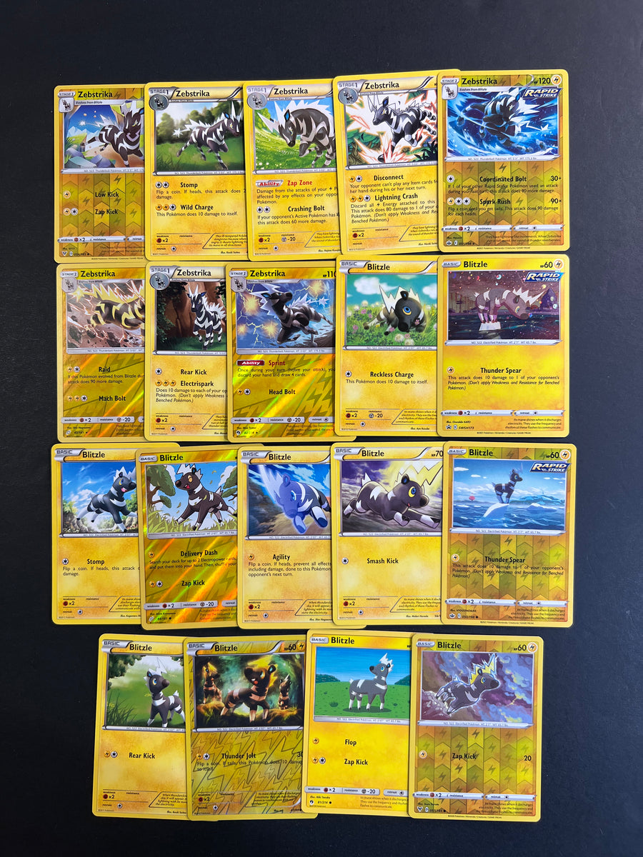 Pokemon Blitzle and Zebstrika Card Lot - 19 Cards