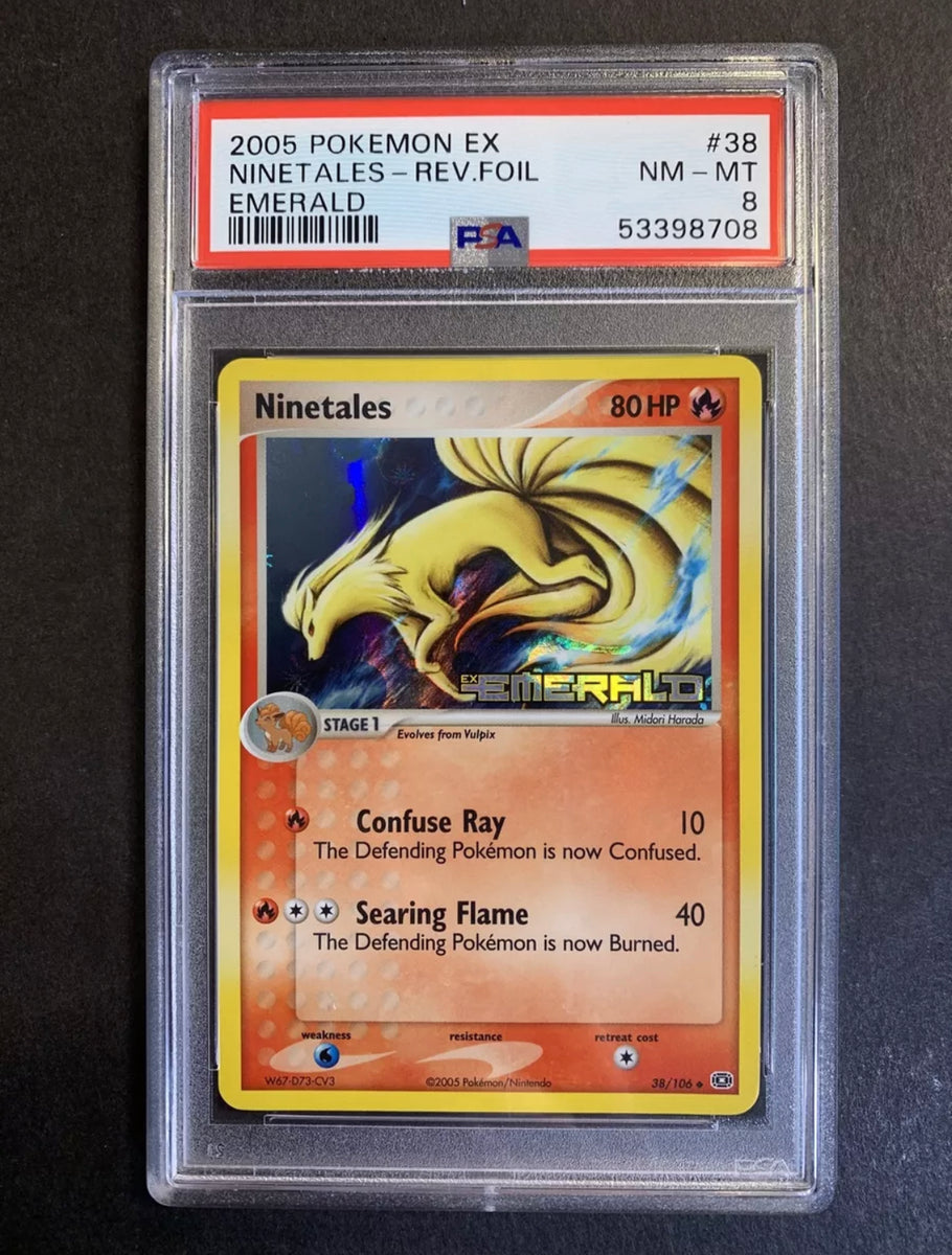 PSA 8 Ninetales - 38/106 “Stamped” Reverse Holo - Ex Emerald