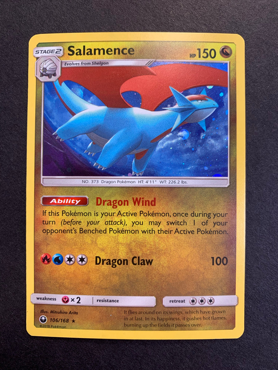 shiny salamence pokemon card lenticular variation to centering Salamence ex RR 072/100 SV9