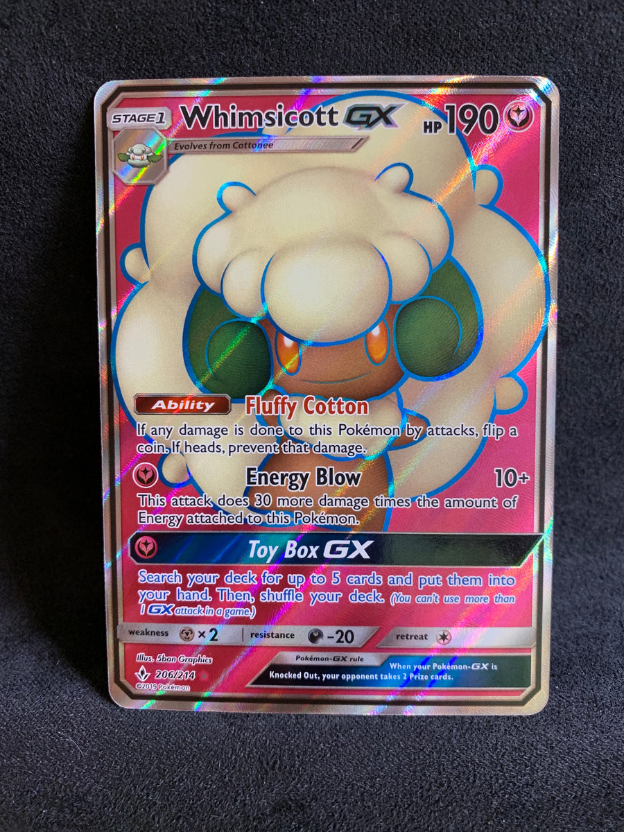 Pokemon Sun & Moon Unbroken Bonds Ultra Rare Whimsicott GX #206