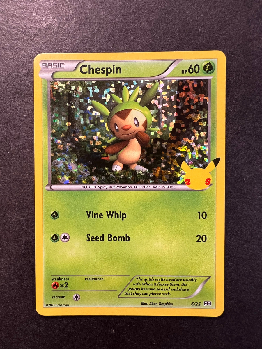 Chespin - 6/25 Holo Rare - 2021 Pokemon McDonald's Anniversary Promo JAB Games13 Chespin - 6/25 Holo Rare - 2021 Pokemon McDonald's Anniversary Promo JAB Games13