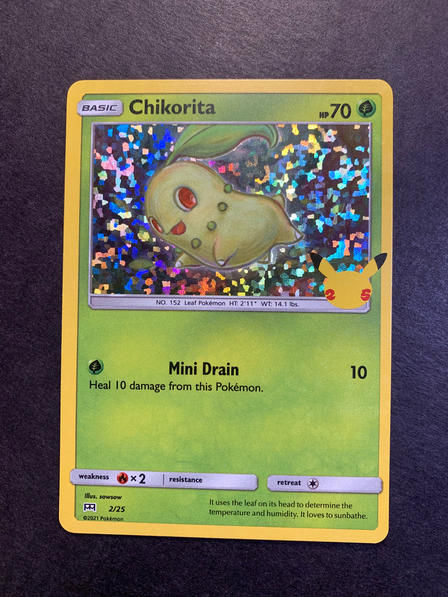 Chikorita - 2/25 Holo Rare - 2021 Pokemon McDonald's Anniversary Promo JAB Games13 Chikorita - 2/25 Holo Rare - 2021 Pokemon McDonald's Anniversary Promo JAB Games13