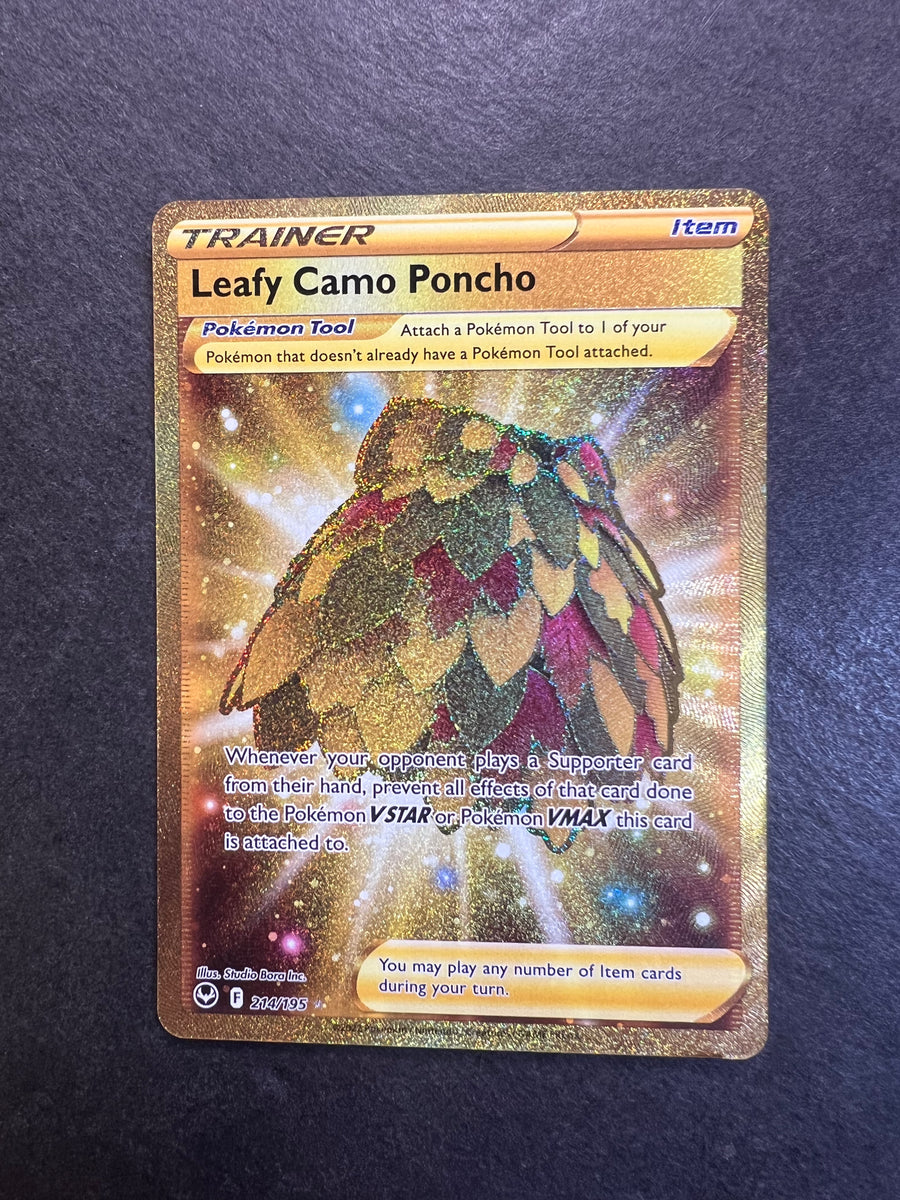 Leafy Camo Poncho - 214/195 Gold Full Art Ultra Rare Trainer - Silver JAB Games13 Leafy Camo Poncho - 214/195 Gold Full Art Ultra Rare Trainer - Silver JAB Games13
