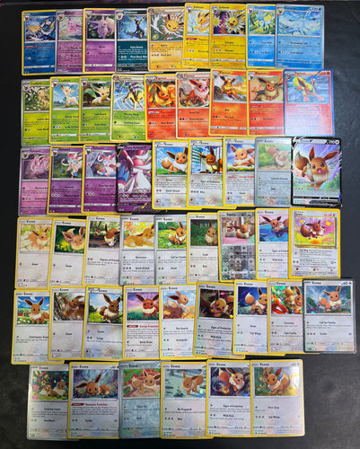 Pokemon Eevee (Eeveelution) Card Lot - 51 Cards - Holo Rare, Reverse Holos and Vintage Collection!