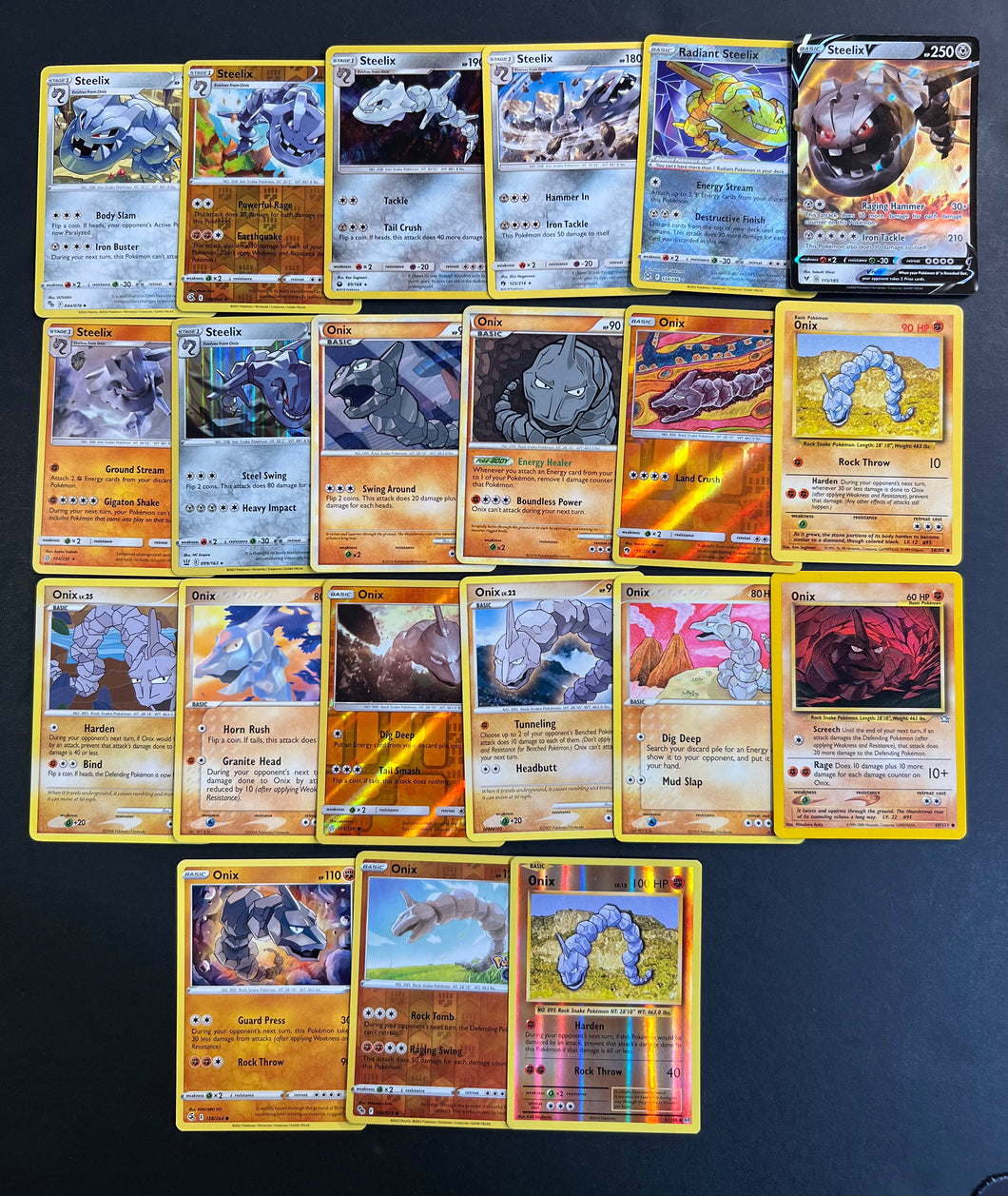 Pokemon Onix and Steelix V Card Lot - 21 Cards - Radiant Rare, Reverse Holo  and Vintage Collection!