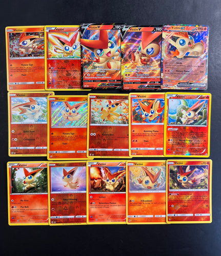 Pokemon Victini V Card Lot - 15 Cards - Ultra Rare ex, Holo Rare and Reverse Holo Collection!
