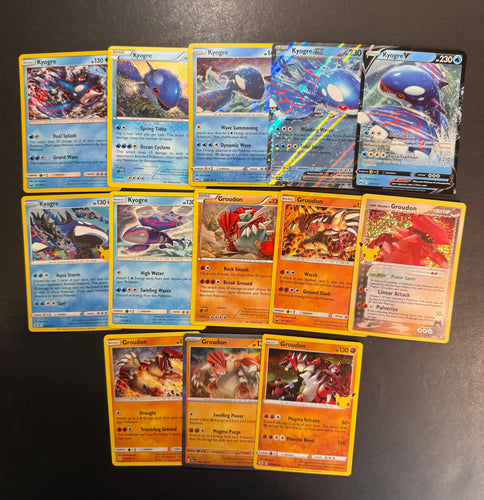 Pokemon Kyogre ex & Groudon Card Lot - 13 Cards - Ultra Rare V, Holo Rare and Reverse Holos!