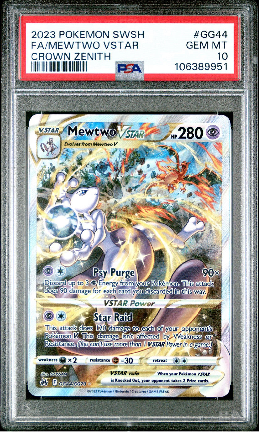 PSA 10 Mewtwo VStar - GG44/GG70 Full Art Ultra Rare - Crown Zenith