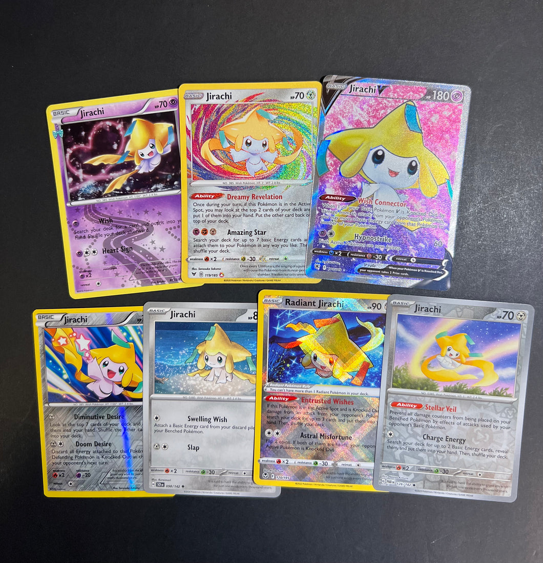 Pokemon Jirachi Card Lot - 7 Cards - Ultra Rare V & Holo Rare Collection!