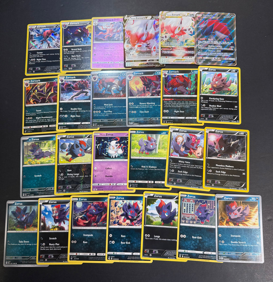 Pokemon Zoroark V Star & Zorua Card Lot - 25 Cards - Ultra Rare GX, Holo, Reverse Rare & Promos!