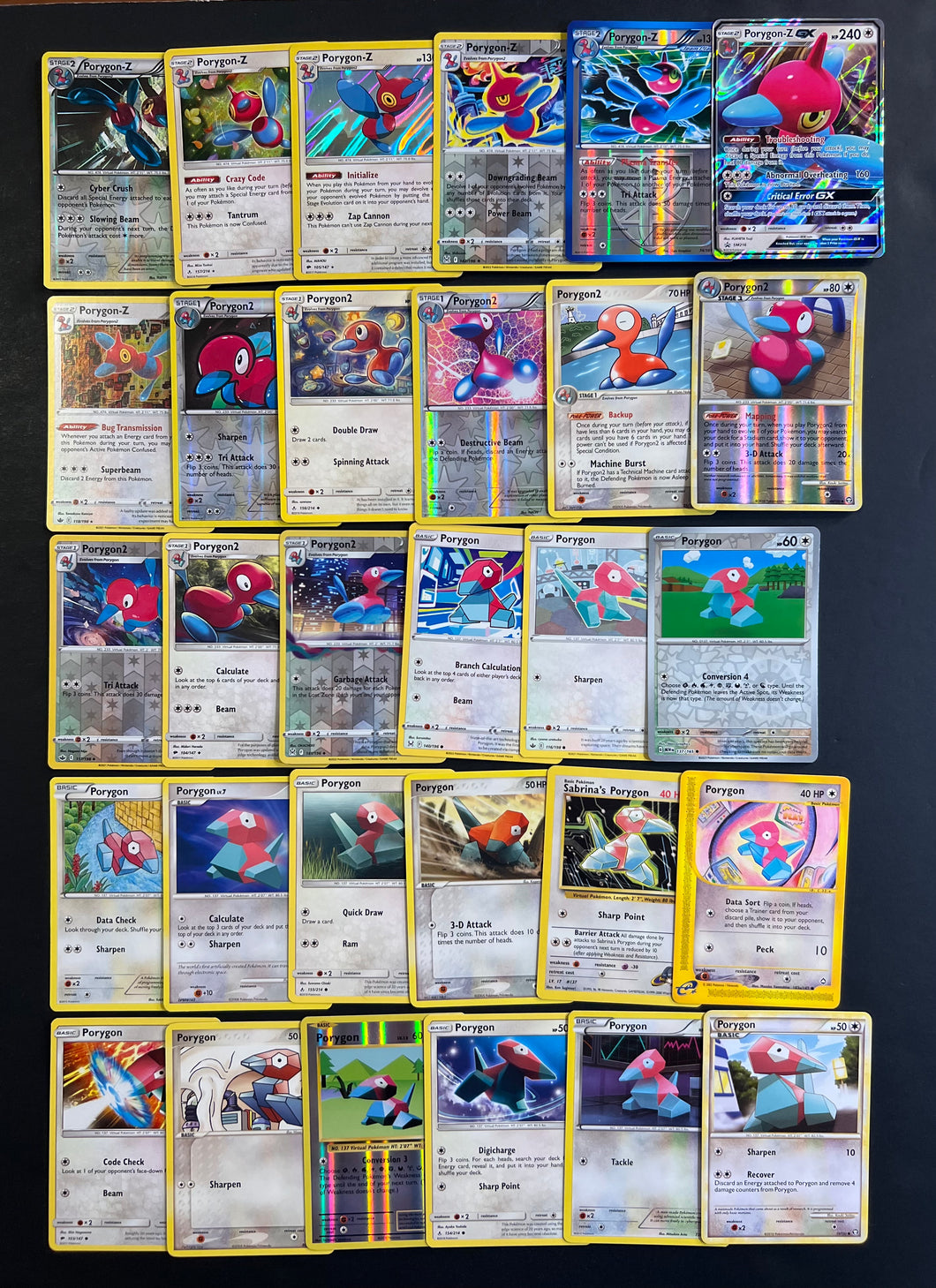 Pokemon Porygon, Porygon 2 & Porygon-Z Card Lot - 30 Cards - Ultra Rare GX, Reverse Holo Rare & Vintage Collection!