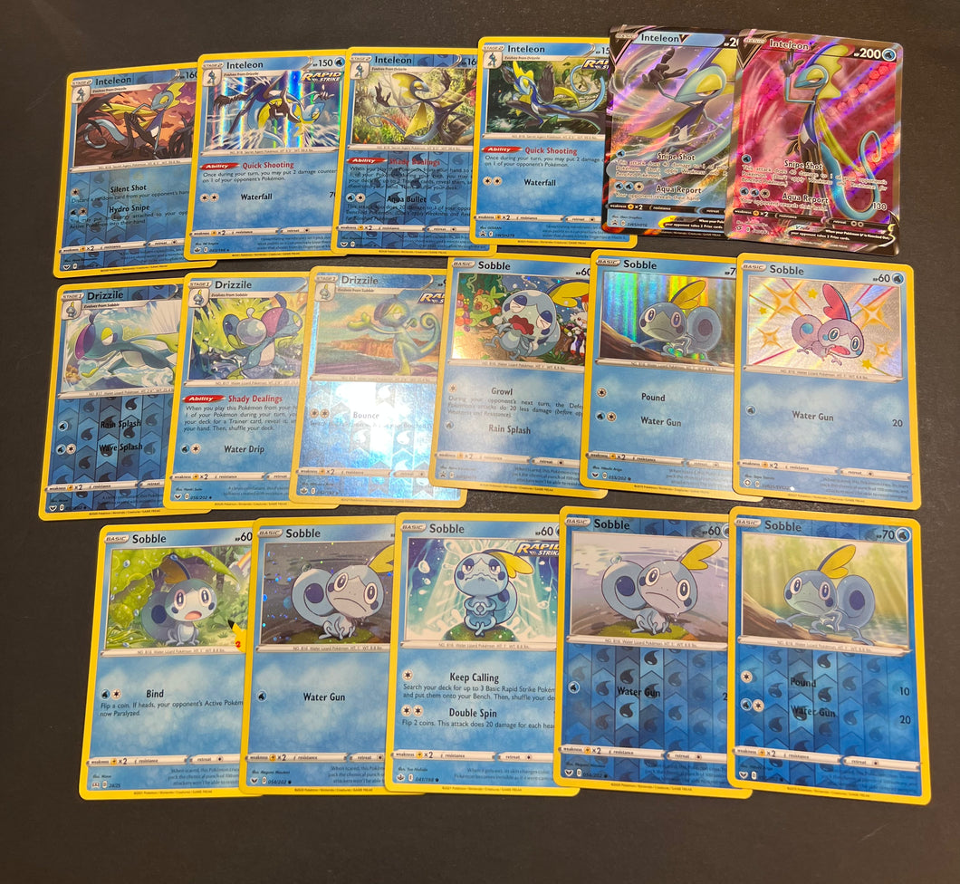 Pokemon Sobble, Drizzile and Inteleon Card Lot - 17 Cards - Ultra Rare JAB Games13 Pokemon Sobble, Drizzile and Inteleon Card Lot - 17 Cards - Ultra Rare JAB Games13