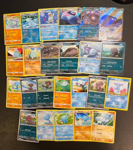 Pokemon Wooper and Quagsire Card Lot - 24 Cards - Ultra Rare ex, Shiny, Reverse Holo Rare & Vintage Cards!