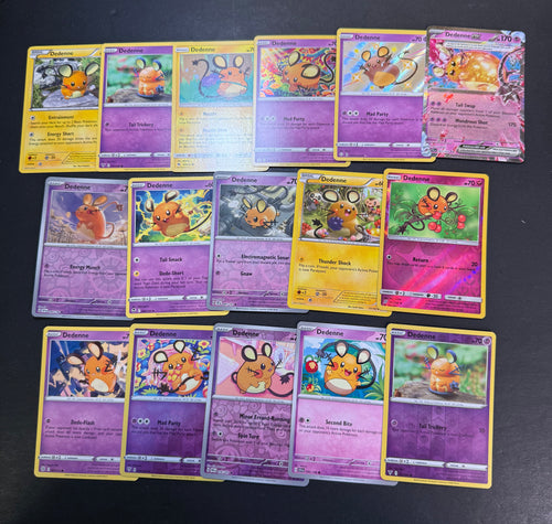 Pokemon Dedenne Card Lot - 16 Cards - Ultra Rare ex, Shiny, Holo Rare and Promo Cards!