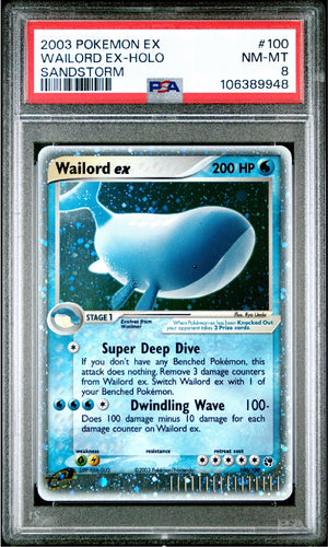 PSA 8 Wailord ex - 100/100 Holo Ultra Rare - EX Sandstorm Set