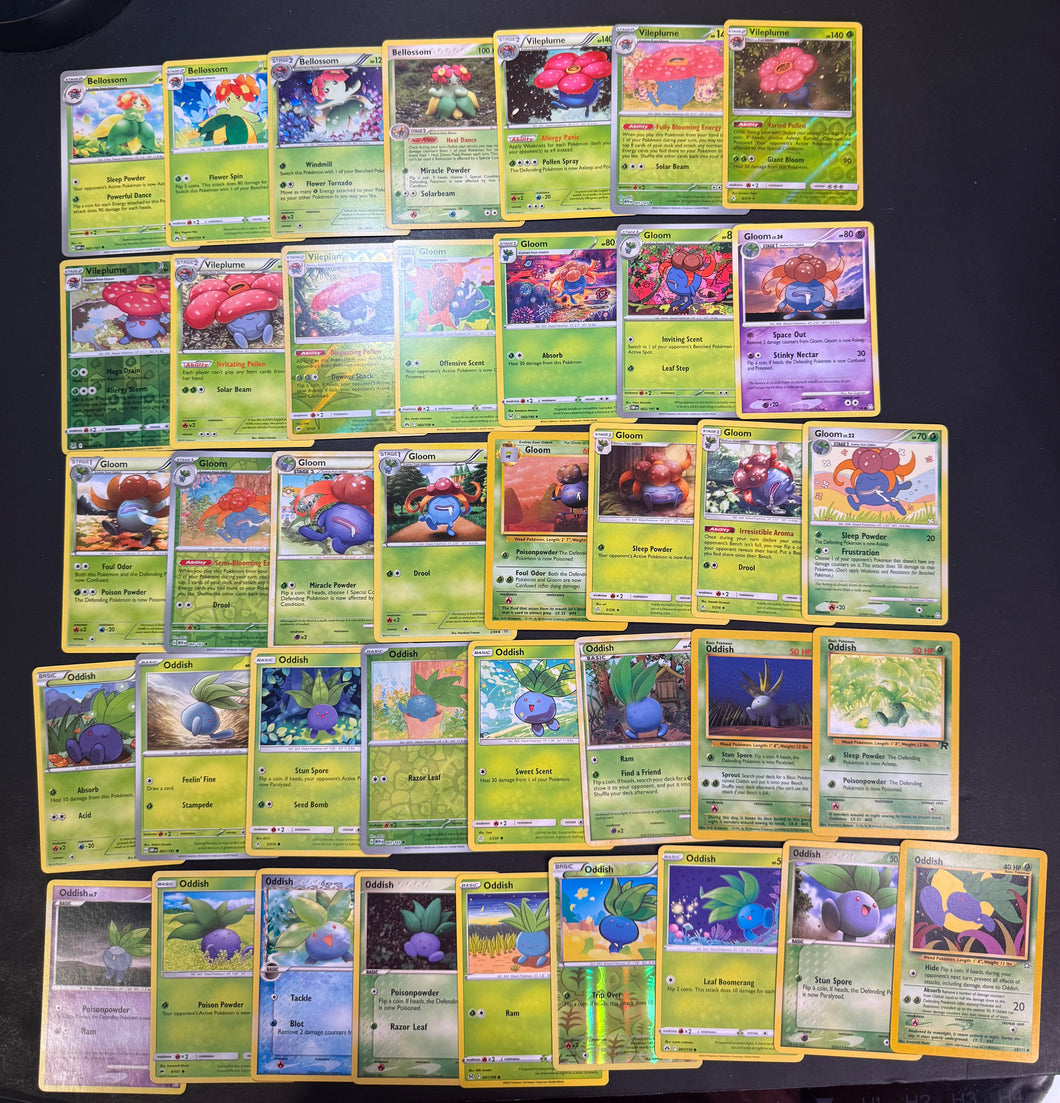 Pokemon Oddish, Gloom, Vileplume and Bellossom Card Lot - 39 Cards - H JAB Games13 Pokemon Oddish, Gloom, Vileplume and Bellossom Card Lot - 39 Cards - H JAB Games13