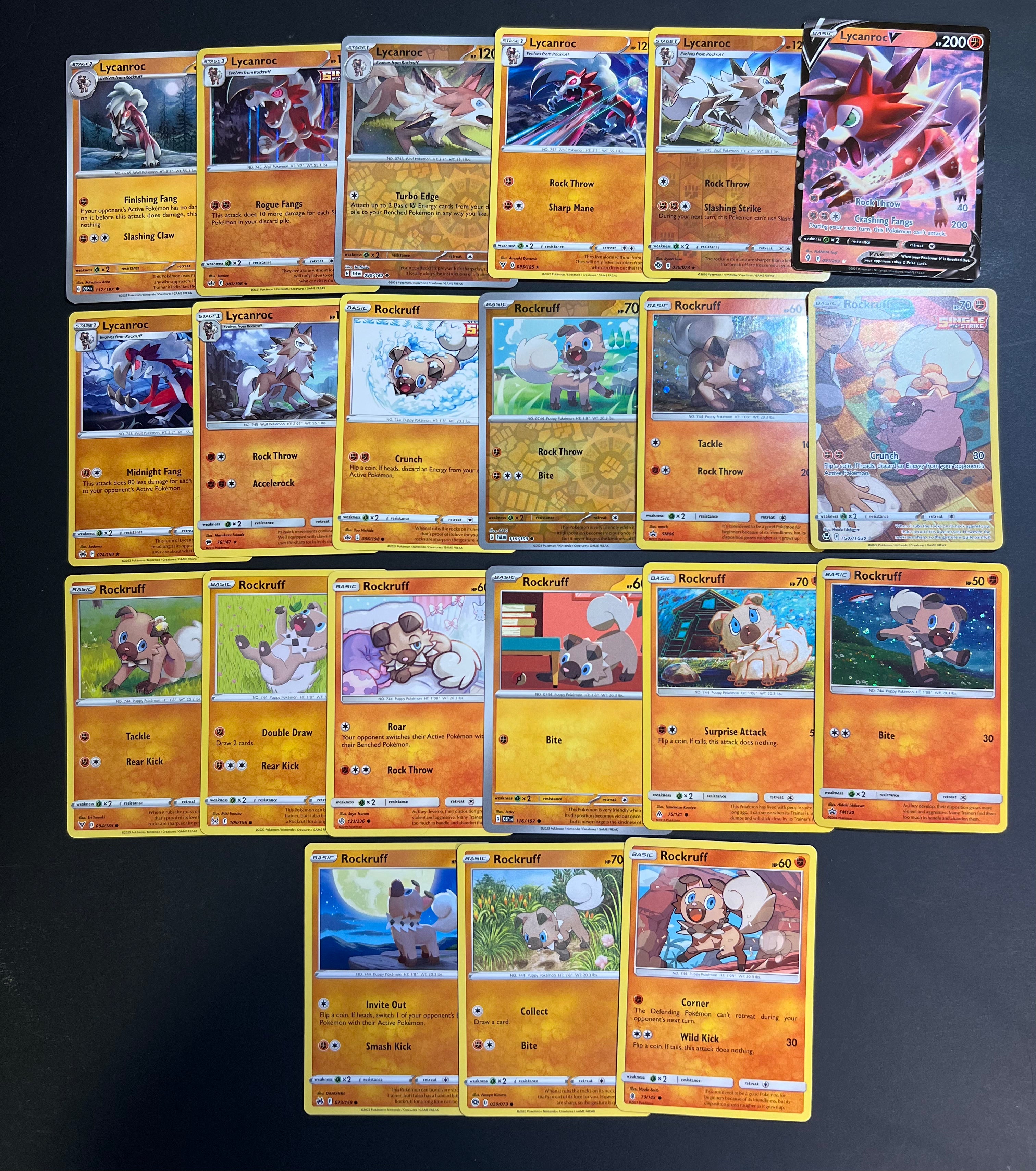 Pokemon Rockruff and Lycanroc V Card Lot - 21 Cards