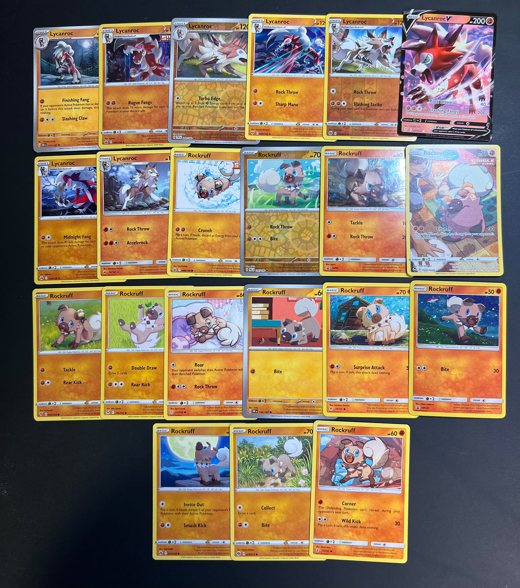 Pokemon Rockruff and Lycanroc V Card Lot - 21 Cards - Ultra Rare, Holo Rare and Promo Collection!