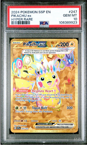 PSA 10 Pikachu ex - 247/191 Gold Full Art Ultra Rare - Pokemon Surging Sparks