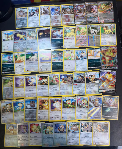 Pokemon Meowth, Persian, Perrserker Card Lot - 52 Cards - Ultra Rare GX, V, VMax, ex, Holo Rare and Vintage Collection!