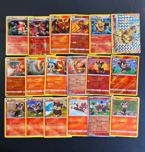 Pokemon Litleo and Pyroar Card Lot - 18 Cards - Break, Holo Rare and Reverse Holo Cards!