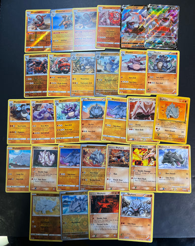 Pokemon Rhyhorn, Rhydon and Rhyperior V Card Lot - 30 Cards - Ultra Rare, Holo Rare and Vintage!