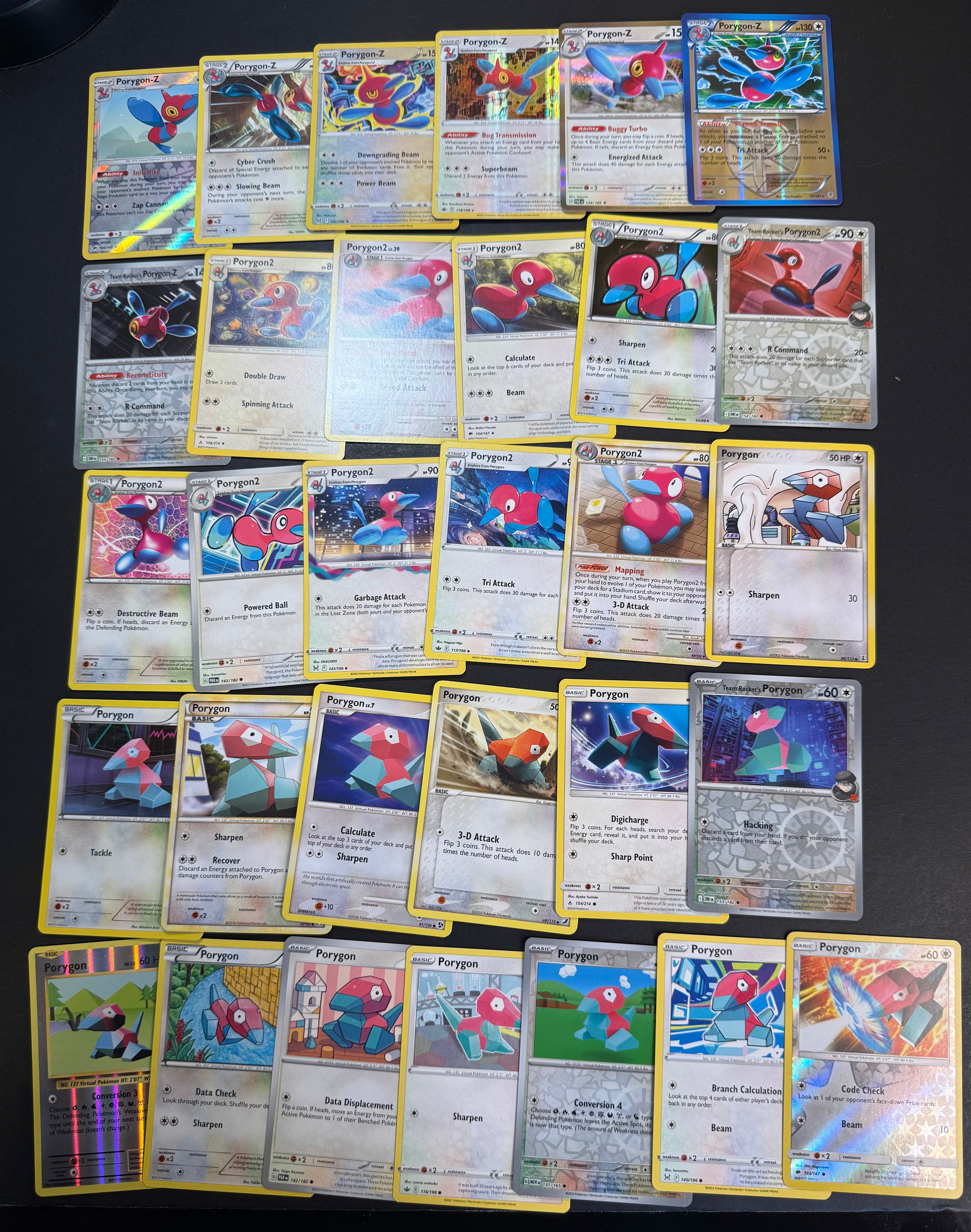 Pokemon Porygon, Porygon 2 & Porygon-Z Card Lot - 30 Cards