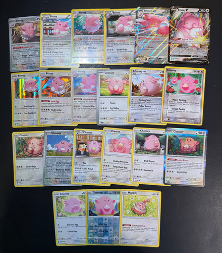 Pokemon Happiny, Chansey & Blissey ex Card Lot - 21 Cards - Ultra Rare V, Holo Rare and Vintage Cards!