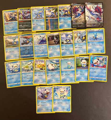 Pokemon Oshawott, Dewott and Samurott V Card Lot - 23 Cards - Ultra Rare V, Holo Rare & Reverse Holos!