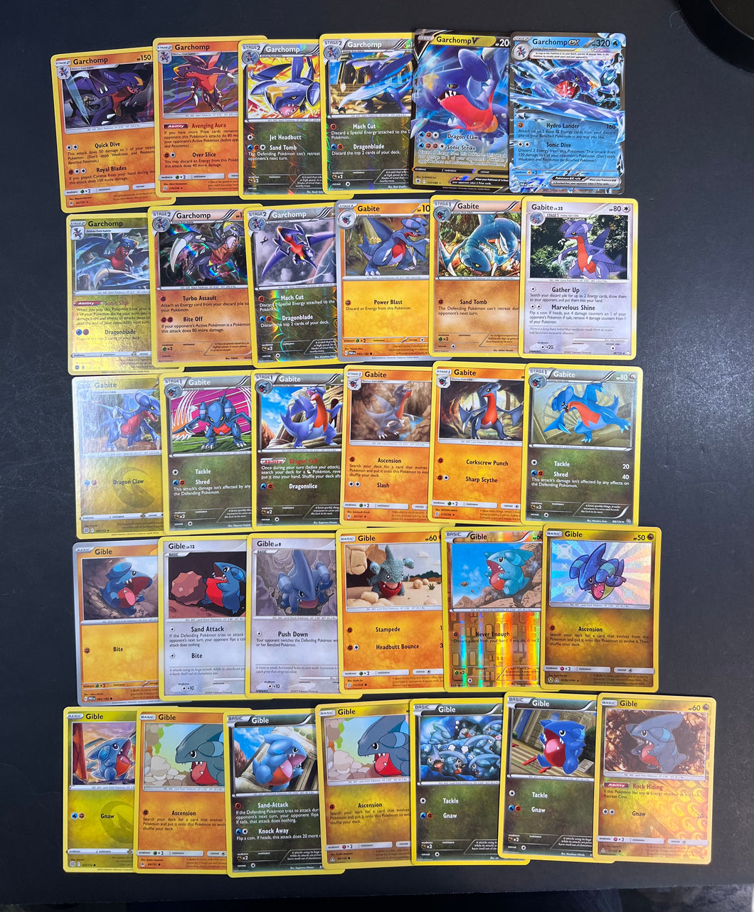 Pokemon Gible, Gabite and Garchomp V Card Lot - 31 Cards - Holo Rare ex Collection!