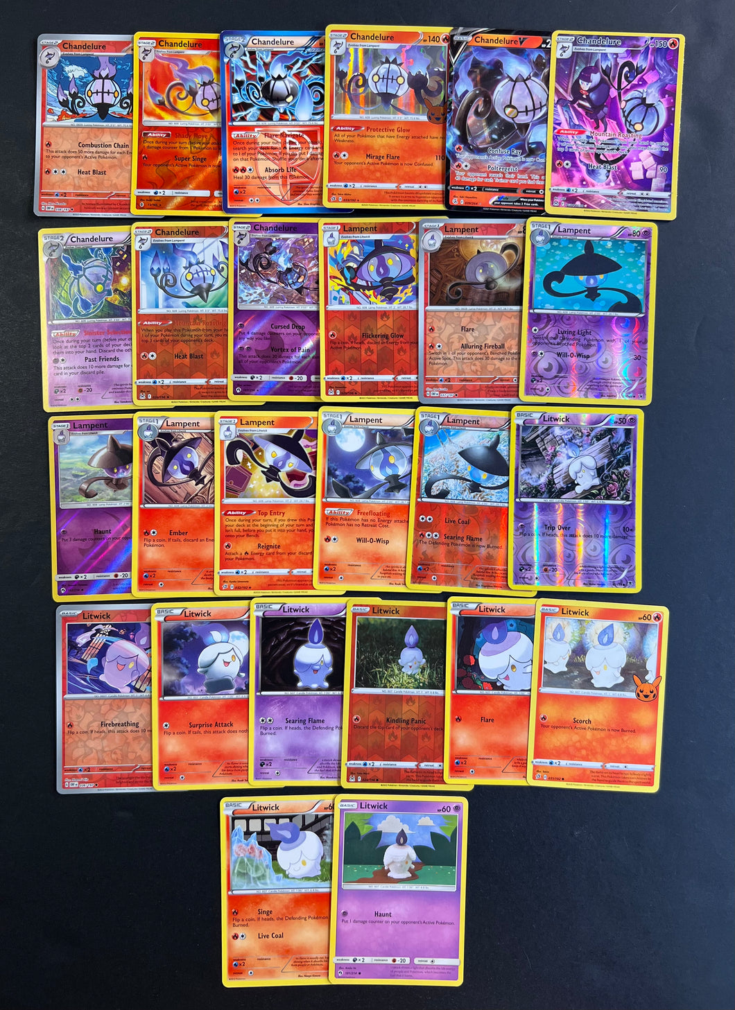lampent pokemon card Pokemon Litwick, Lampent and Chandelure Card Lot - 26 Cards
