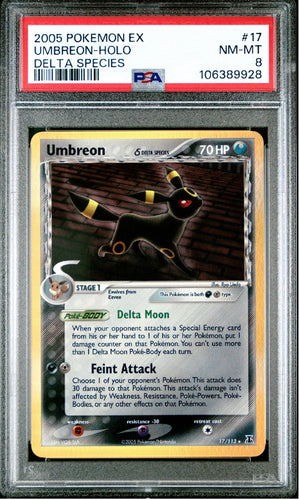 PSA 8 Umbreon - 17/113 Holo Rare - EX Delta Species Pokemon