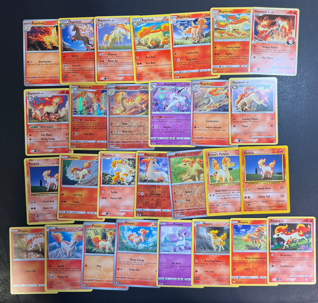 Pokemon Ponyta and Rapidash Card Lot - 28 Cards
