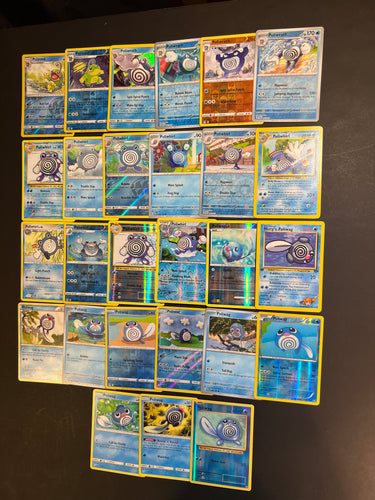 Pokemon Poliwag, Poliwhirl and Poliwrath Card Lot - 27 Cards - Holo Rare, Reverse Holo and Vintage!