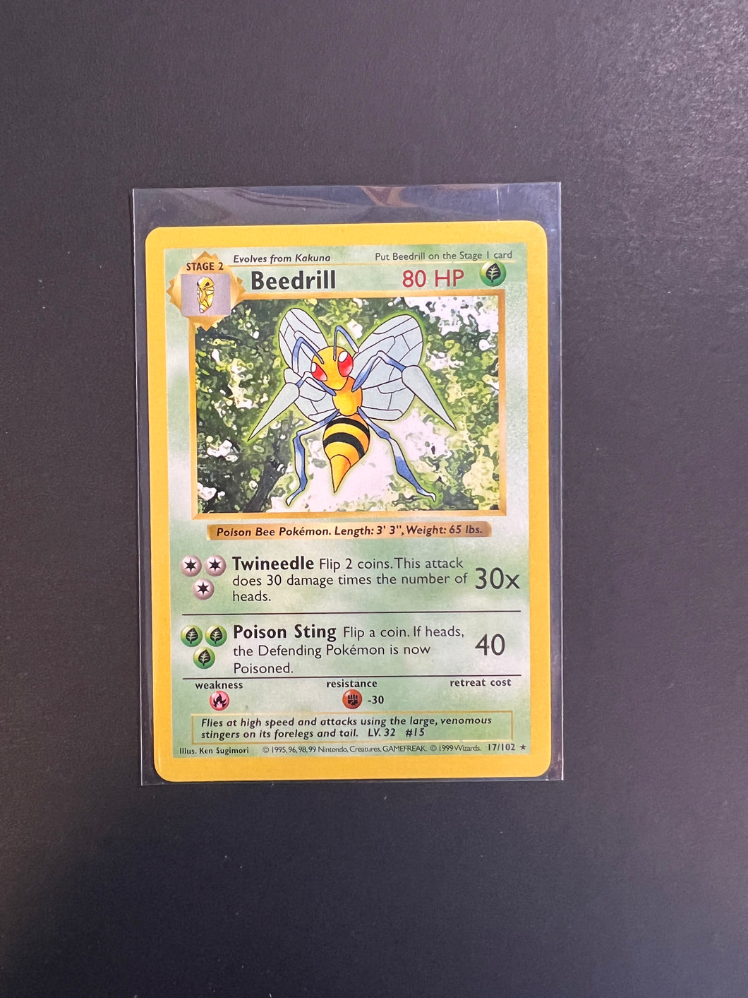 Beedrill - 17/102 Non-Holo Rare - Pokemon Base Set Shadowless JAB Games13 Beedrill - 17/102 Non-Holo Rare - Pokemon Base Set Shadowless JAB Games13