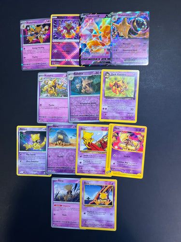 Pokemon Abra, Kadabra and Alakazam ex Card Lot - 13 Cards - Ultra Rare V, Holo Rare and Vintage Cards!