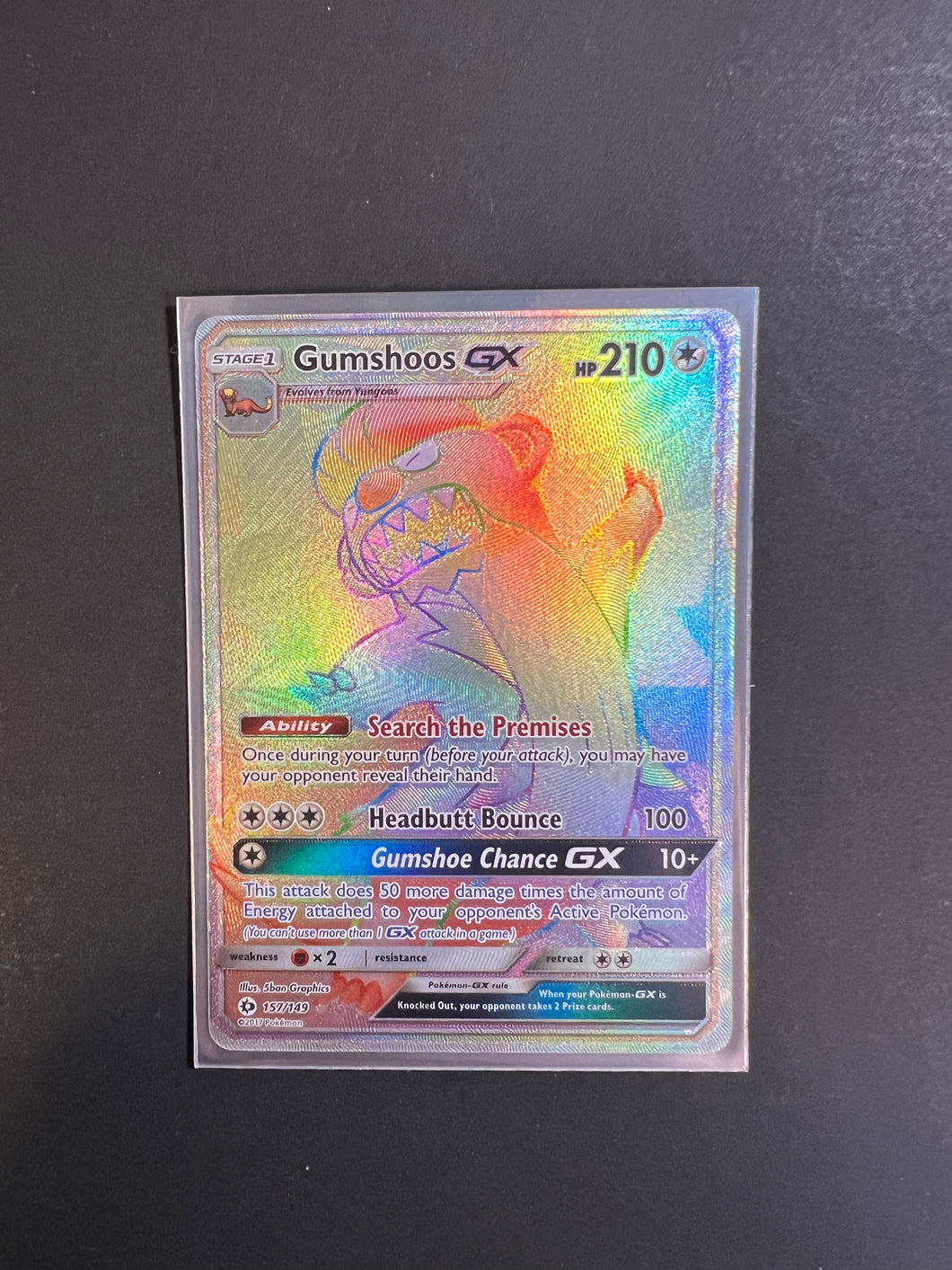 Gumshoos GX - 157/149 Hyper Secret Rainbow Rare - Sun and Moon