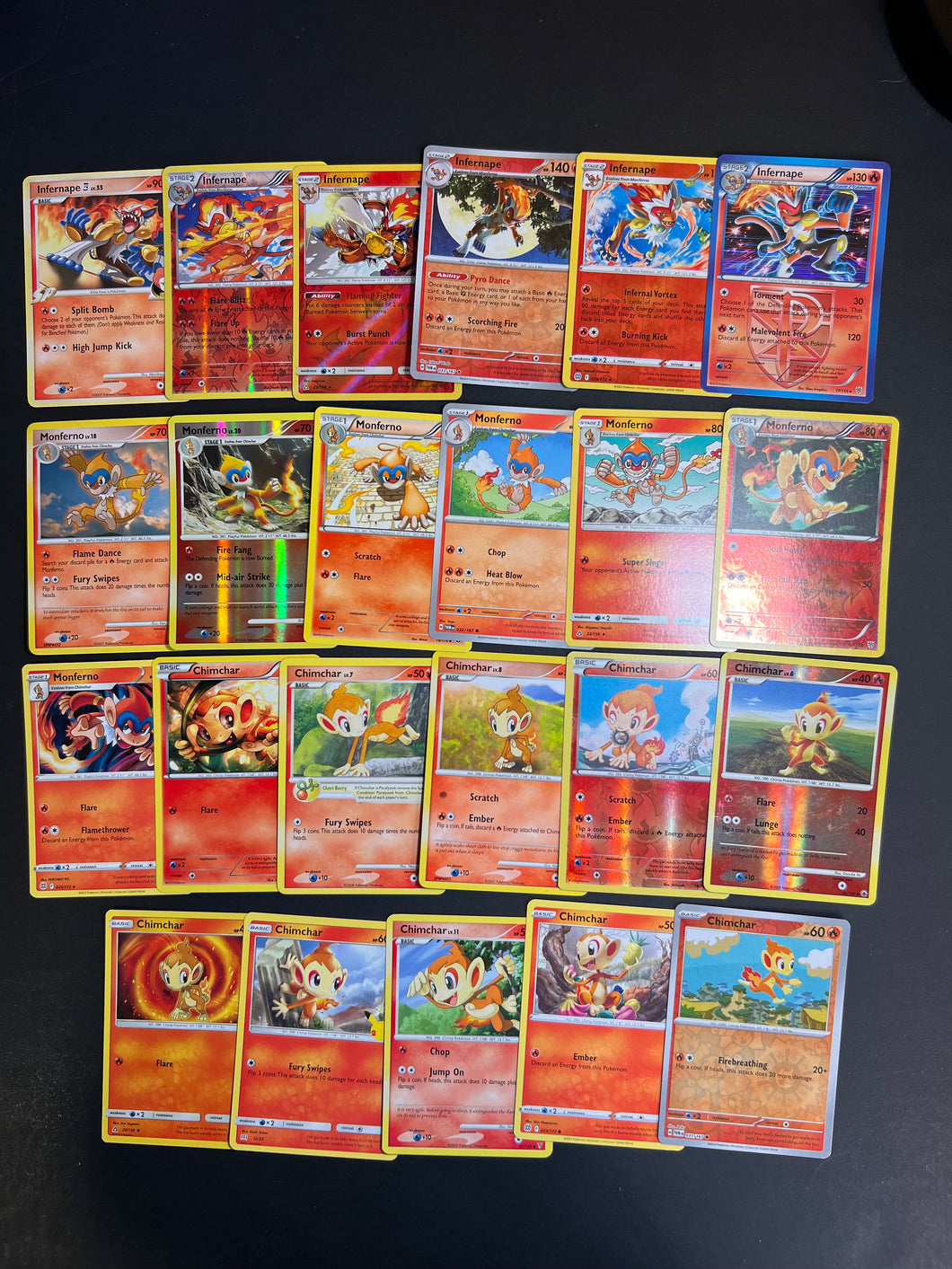 Pokemon Chimchar, Monferno and Infernape Card Lot - 23 Cards - Holo Rare, Vintage and Promo Cards!