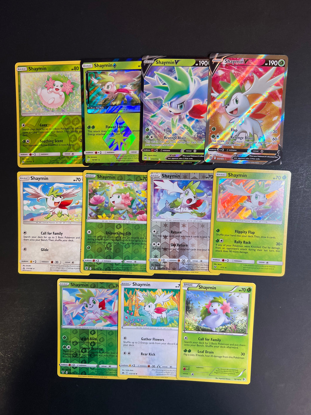 Pokemon Shaymin Card Lot - 11 Cards - Ultra Rare V, Prizm Star, Holo Rare and Reverse Holos!