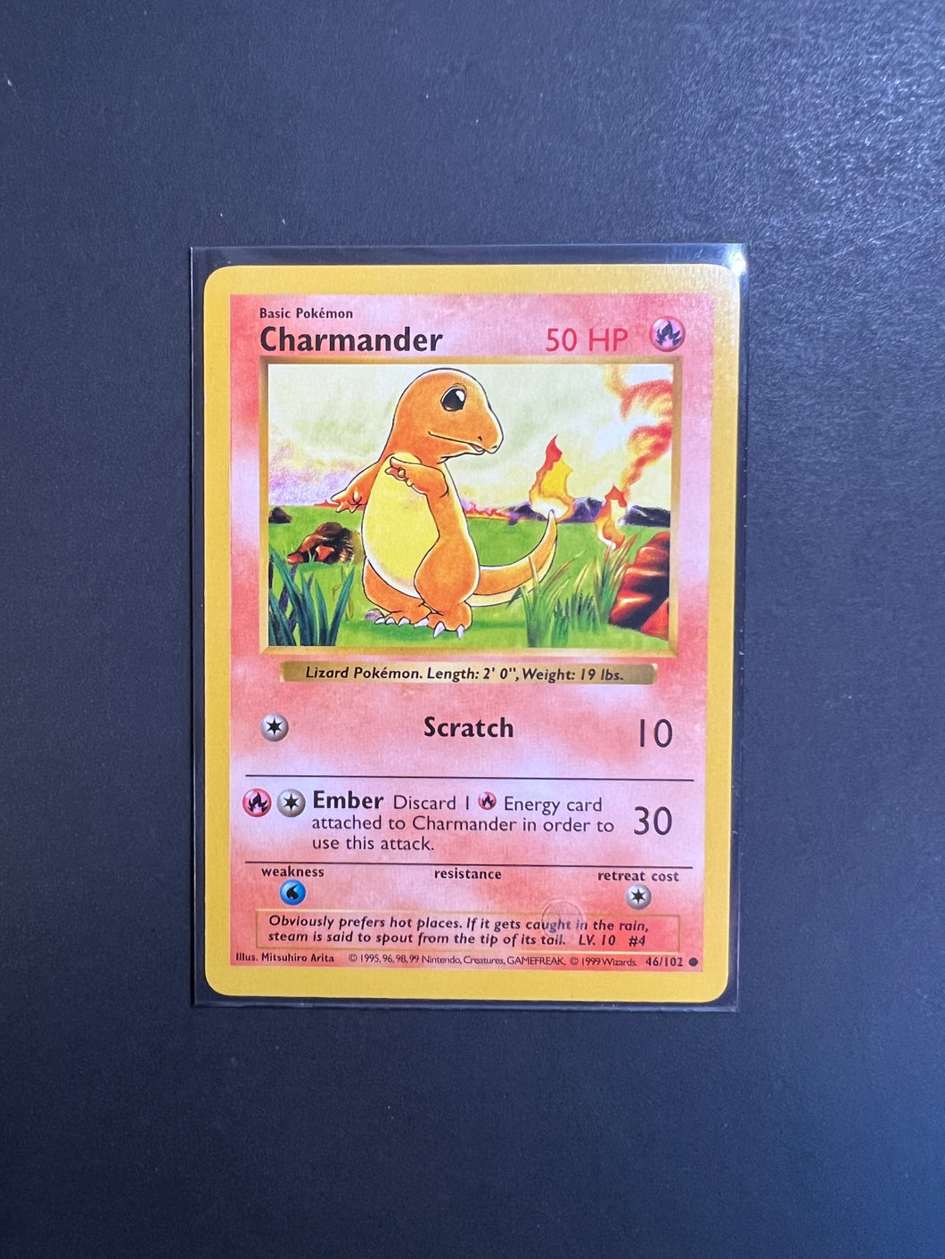 Charmander - 46/102 Non-Holo Shadowless - Pokemon Base Set