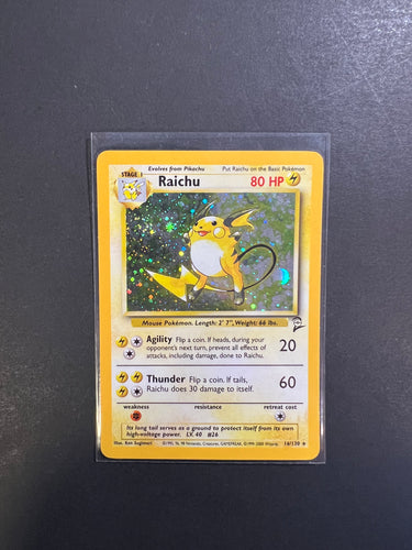 Raichu - 16/130 Holo Rare - Pokemon Base Set 2