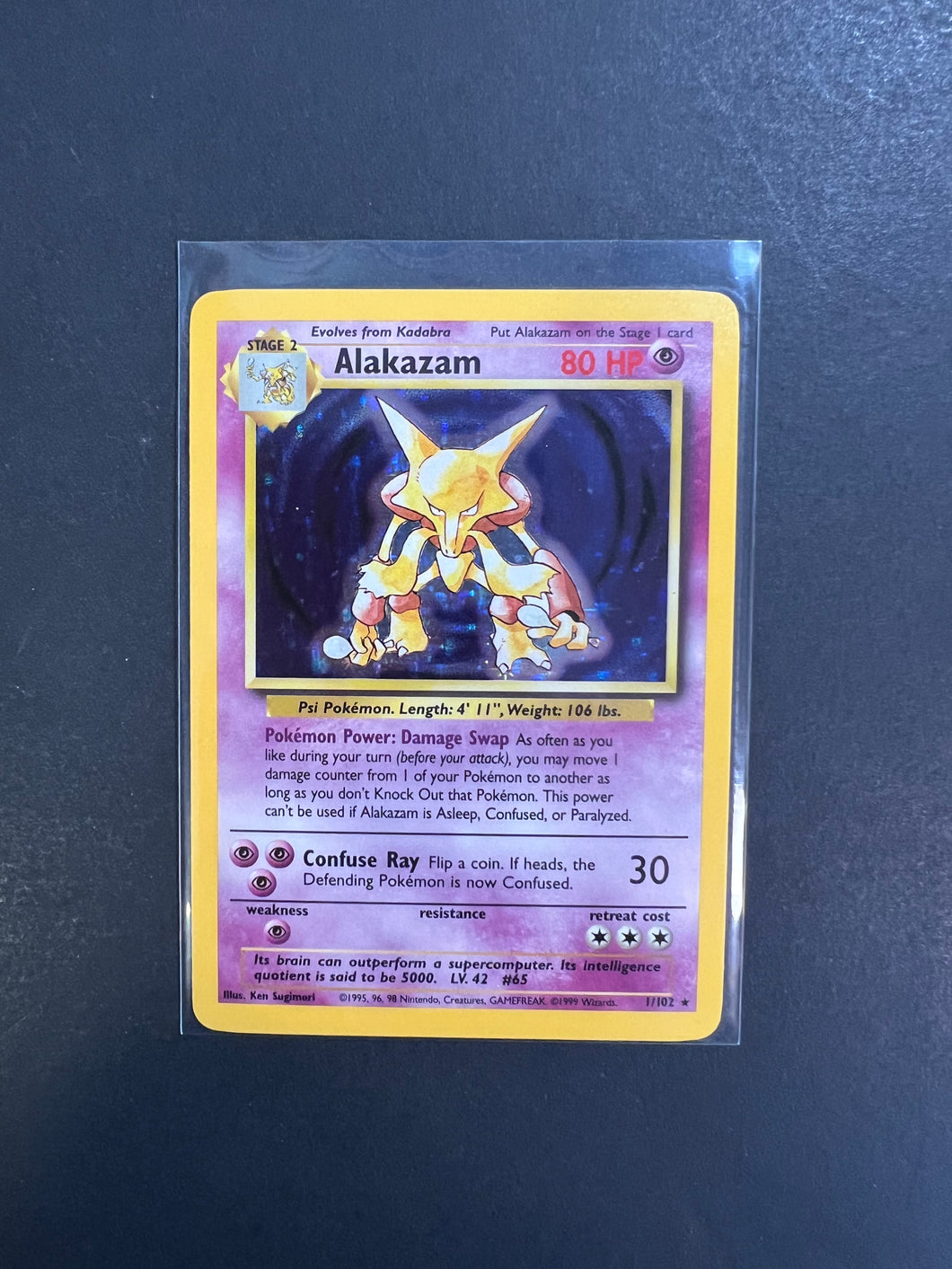 Alakazam - 1/102 Holo Rare - Pokemon Base Set