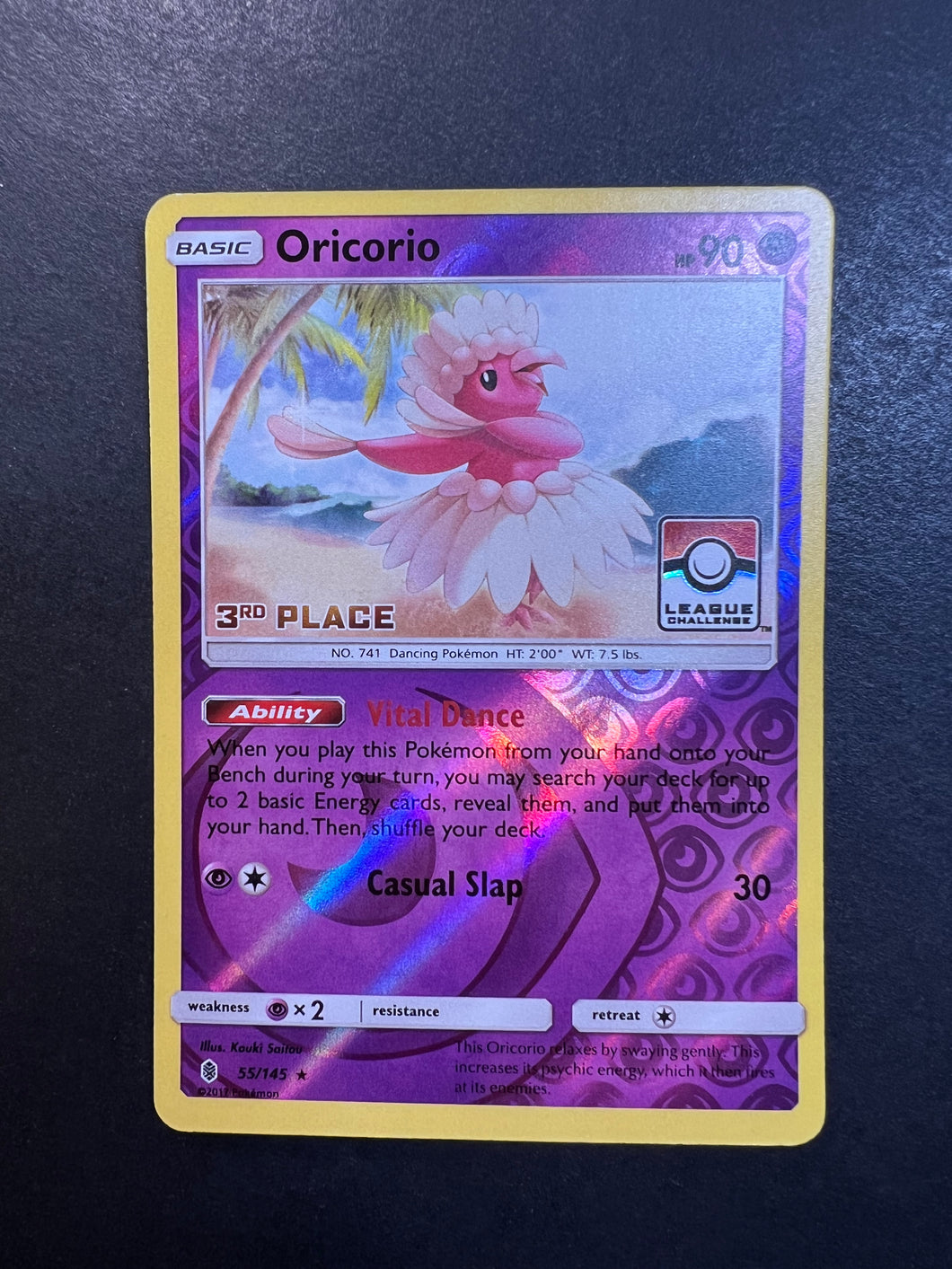 Oricorio (3rd Place) - 55/145 Reverse Holo Rare - League Promo