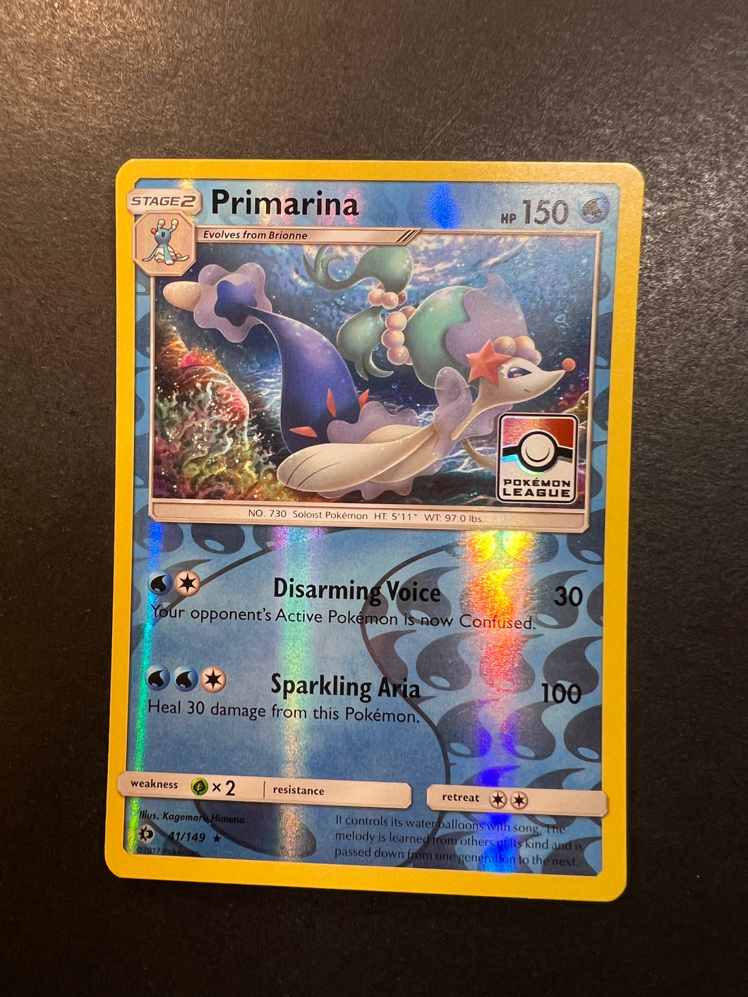 Primarina - 41/149 Reverse Holo Rare - League Promo