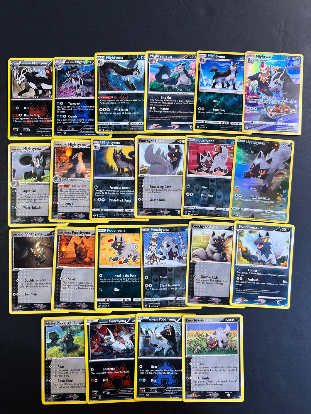 pokemon poochyena card Pokemon Poochyena & Mightyena Card Lot - 22 Cards