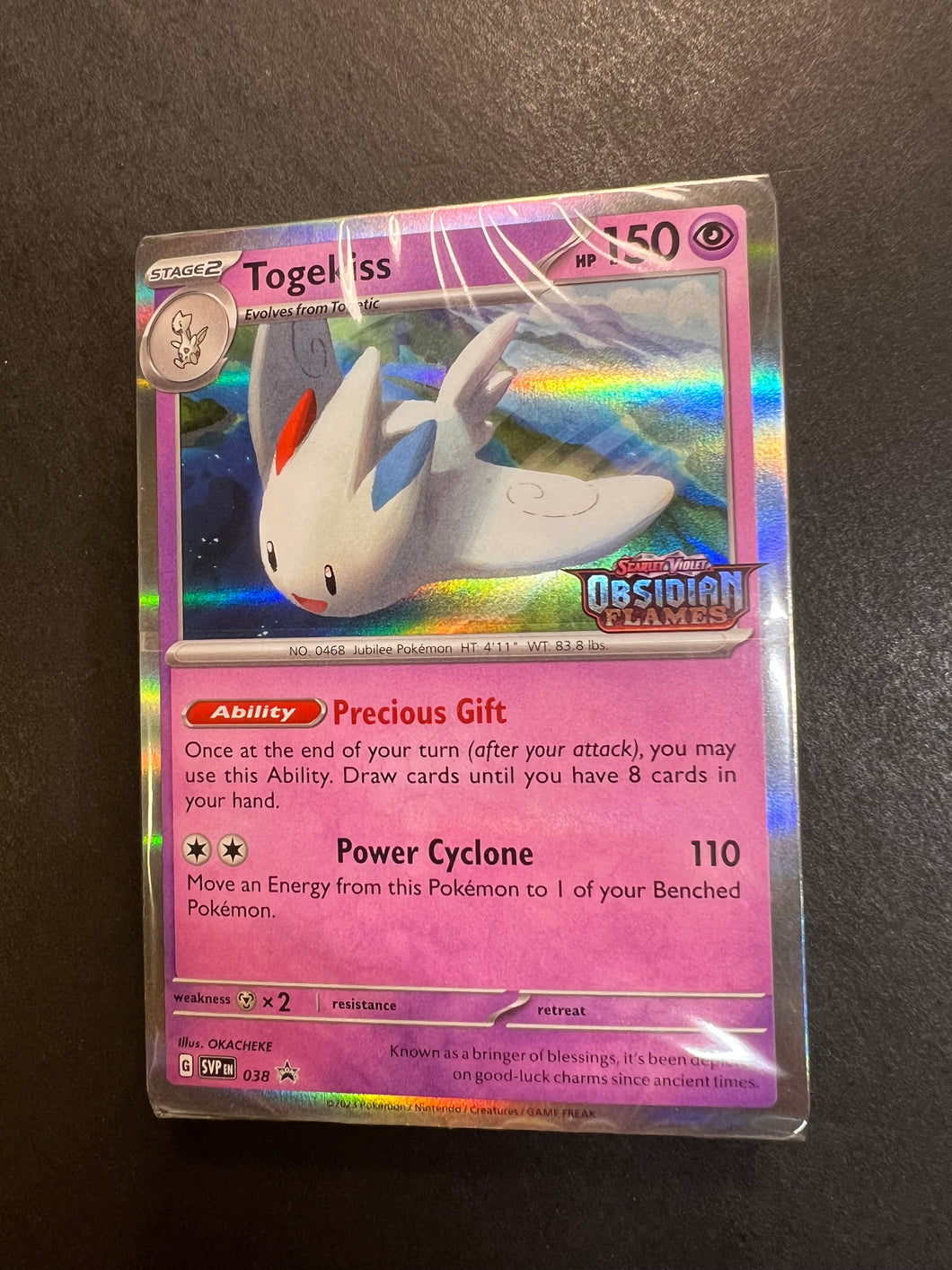 Togekiss - 038 Holo Rare Prerelease Promo - Sealed Obsidian Flames Set JAB Games13 Togekiss - 038 Holo Rare Prerelease Promo - Sealed Obsidian Flames Set JAB Games13