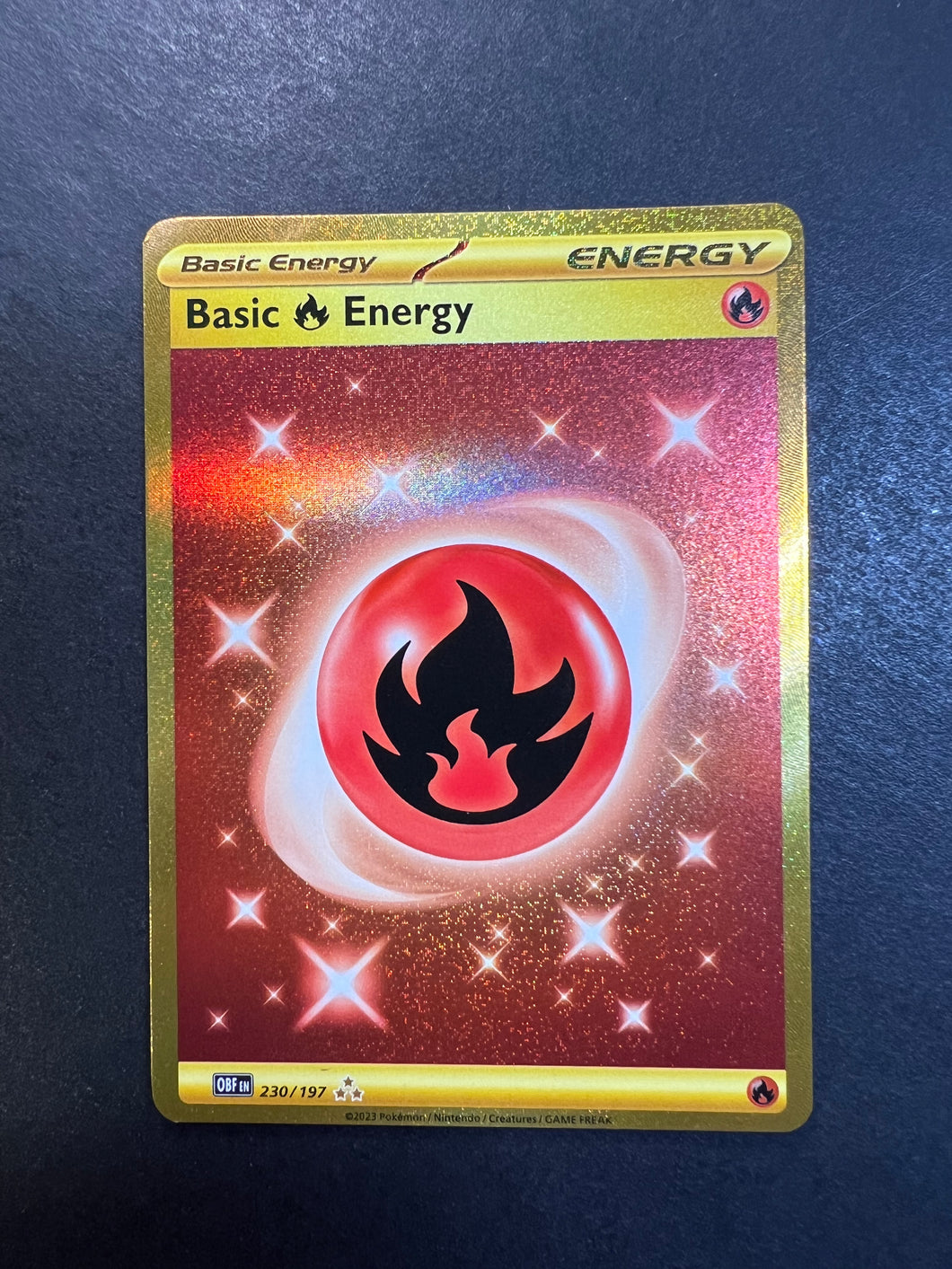 Basic Fire Energy - 230/197 Gold Full Art Ultra Rare - Obsidian Flames