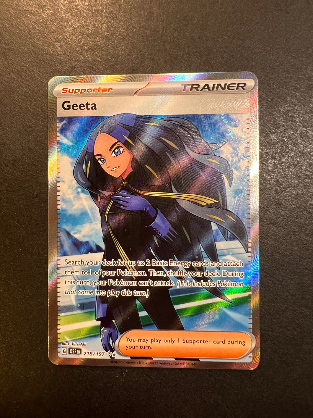 Geeta - 218/197 Full Art Ultra Rare Trainer - Obsidian Flames JAB Games13 Geeta - 218/197 Full Art Ultra Rare Trainer - Obsidian Flames JAB Games13