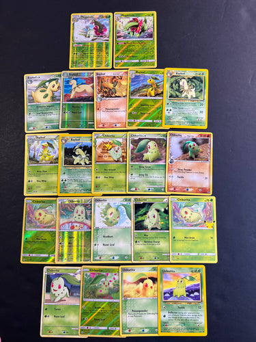 Pokemon Chikorita, Bayleef and Meganium Card Lot - 21 Cards - Holo Rare, Reverse Holos and Vintage Collection!